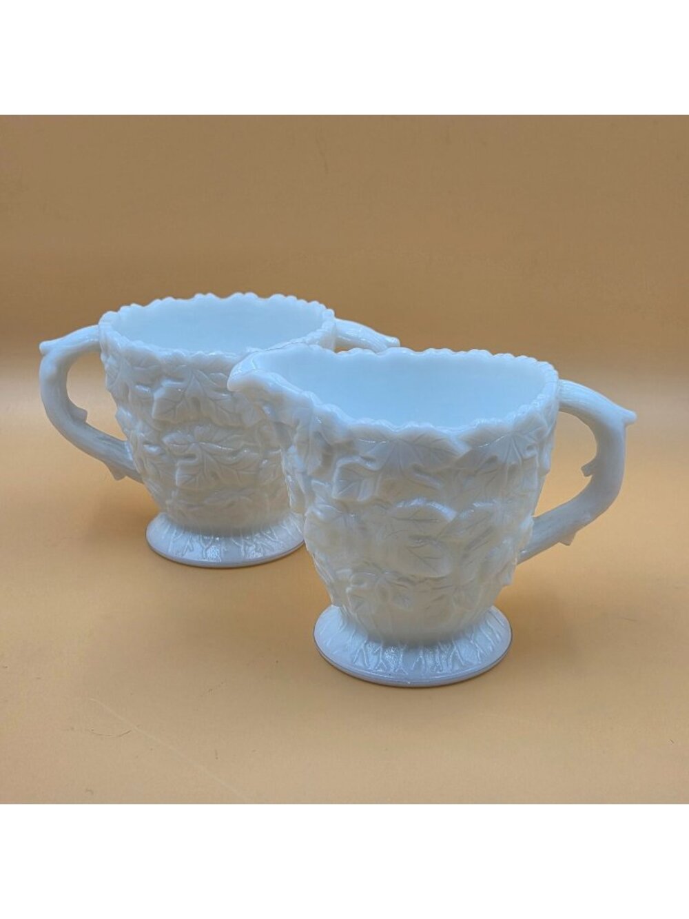 Westmoreland Bramble Milk Glass Creamer and Sugar Set Vintage